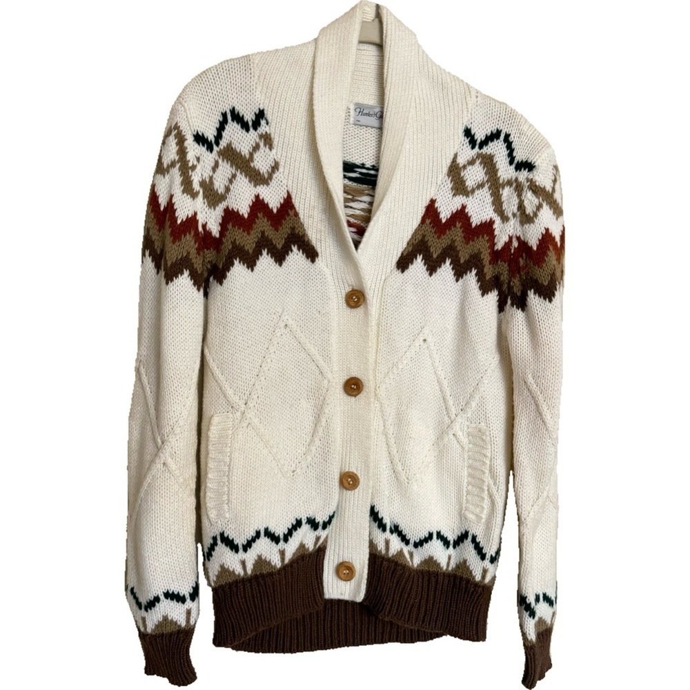 Vintage Hunter's Glen Knit Cardigan Sweater Boho Western Country Style Size L